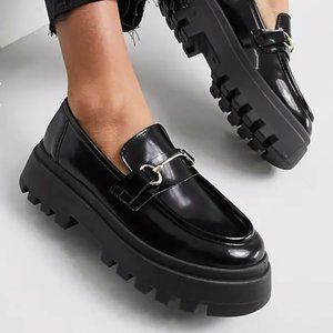 ASOS DESIGN Miller chunky loafers in black size 8